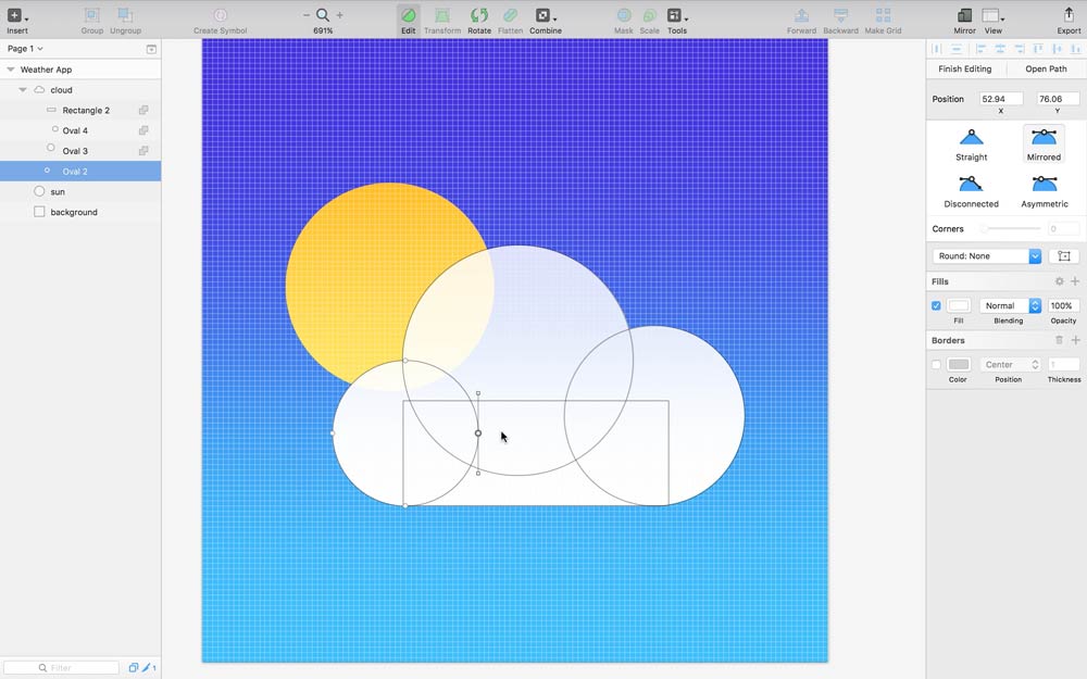 Screenshot: Combining Vector Shapes